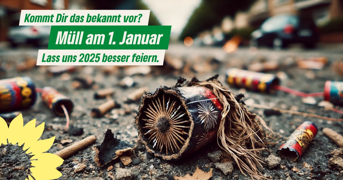 Böller und Raketen auf dem Boden an Silvester