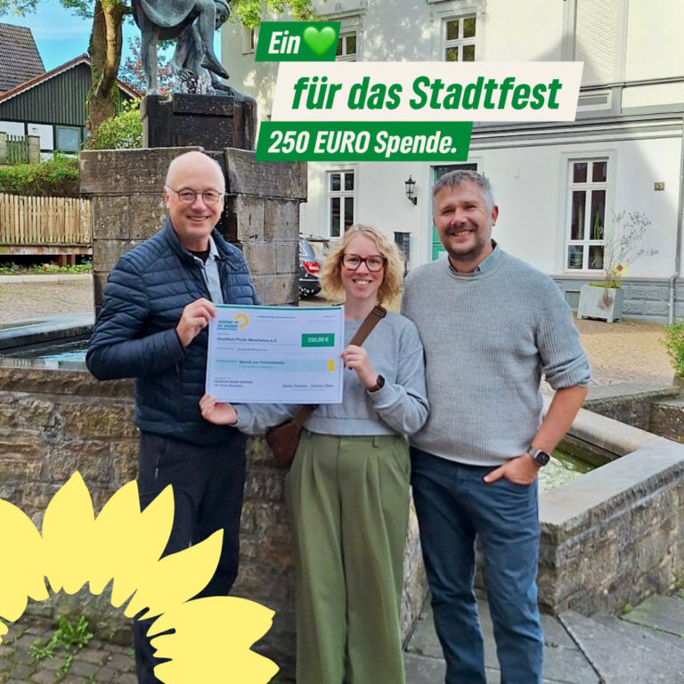 250 € Spende: Grüner Stadtverband unterstützt Stadtfest Porta Westfalica