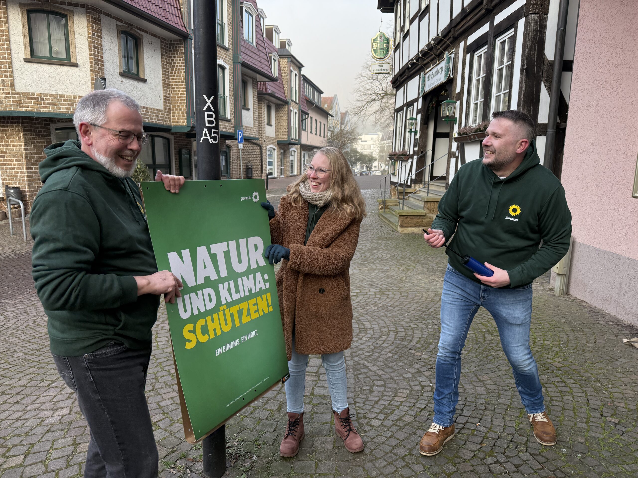 Jörg Bohm, Sandra Kiskemper und Sebastian Ehmke vom Grünen Ortsverband Porta Westfalica